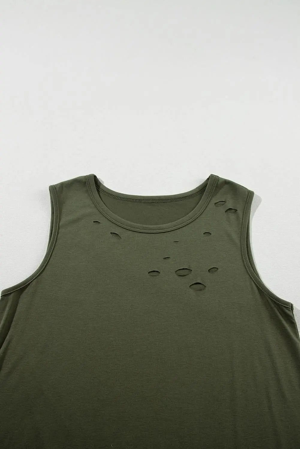 Jungle green distressed tank top - Love Salve